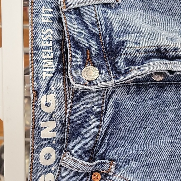 S.O.N.G Distressed Buttonfly Blue Jeans - Picture 2 of 6